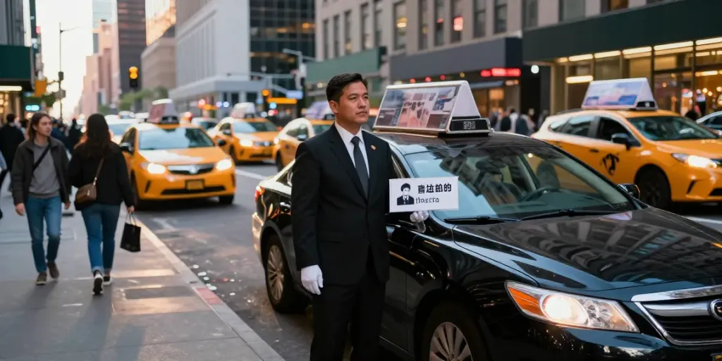Chauffeur providing car service nyc near vibrant NYC streets